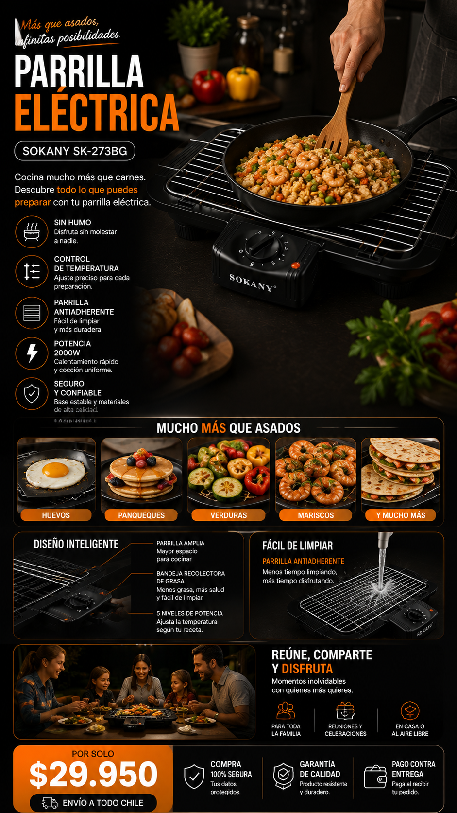 Parrilla Eléctrica de Mesa Antiadherente