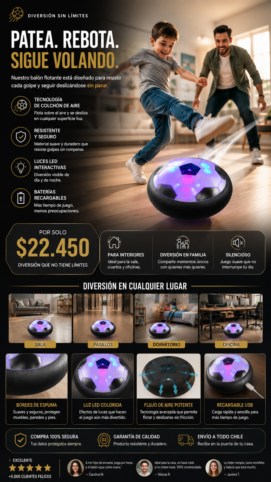 Balón Flotante de Futbol LED