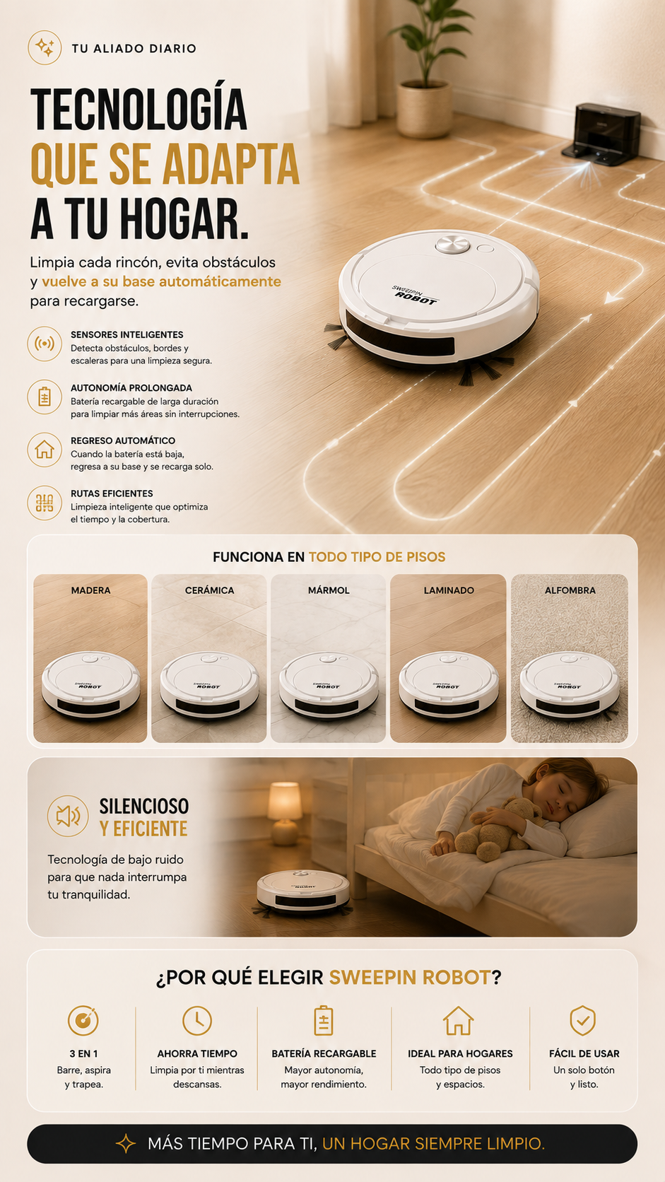 Aspiradora Robot 3 en 1